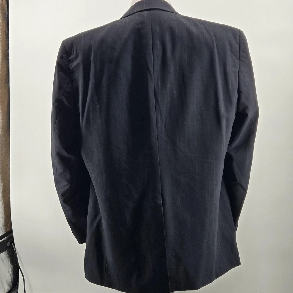 Vintage Burberrys Suit‎ Jacket Mens M Blue Striped Wool Single-Breasted 2 Button